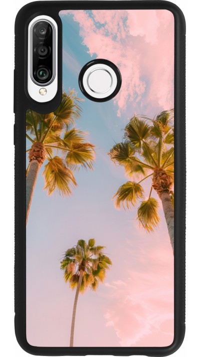 Coque Huawei P30 Lite - Silicone rigide noir Summer 2025 Palmiers