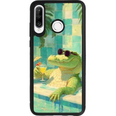 Huawei P30 Lite Case Hülle - Silikon schwarz Crocodile in the swimming pool Summer 2026