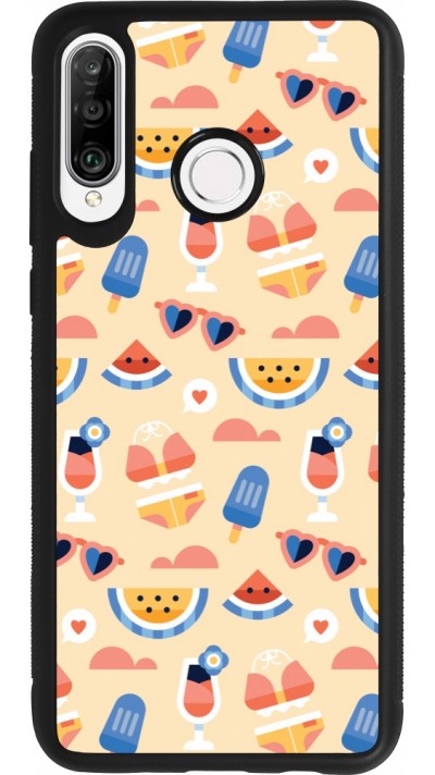 Huawei P30 Lite Case Hülle - Silikon schwarz Pattern Summer 2026