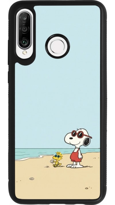 Huawei P30 Lite Case Hülle - Silikon schwarz Snoopy on the beach Summer 2026