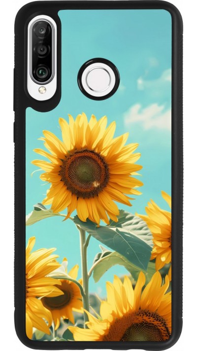 Huawei P30 Lite Case Hülle - Silikon schwarz Sunflowers Summer 2026