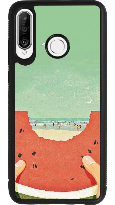 Huawei P30 Lite Case Hülle - Silikon schwarz Views through a watermelon Summer 2026