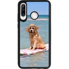Huawei P30 Lite Case Hülle - Silikon schwarz Summer Dog on Paddle