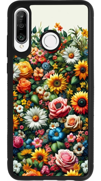 Coque Huawei P30 Lite - Silicone rigide noir Summer Floral Pattern