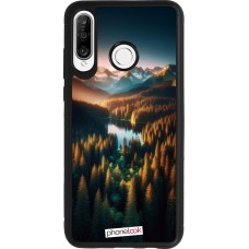 Coque Huawei P30 Lite - Silicone rigide noir Sunset Forest Lake
