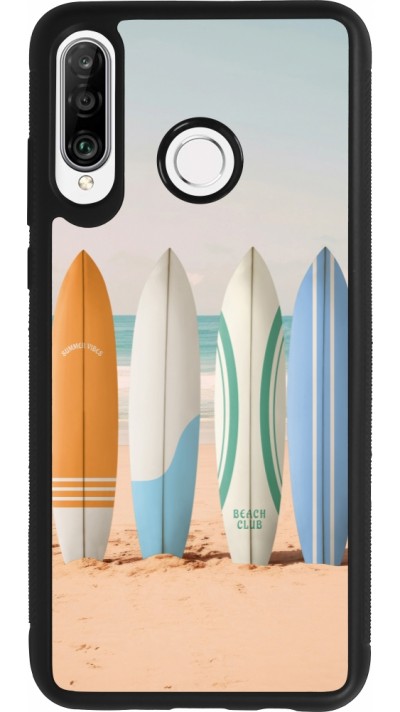 Coque Huawei P30 Lite - Silicone rigide noir Summer surfboard 2025
