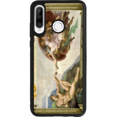 Coque Huawei P30 Lite - Silicone rigide noir Tableau art - La Création d’Adam - Michel-Ange