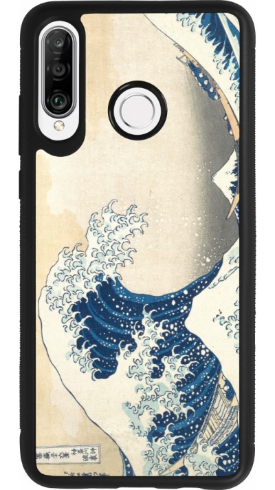 Coque Huawei P30 Lite - Silicone rigide noir Tableau art - La Grande Vague de Kanagawa - Hokusai