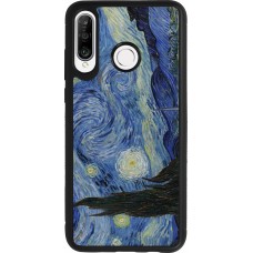 Huawei P30 Lite Case Hülle - Silikon schwarz Kunstbild - Sternennacht - Van Gogh