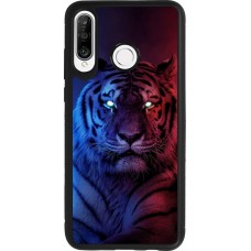 Coque Huawei P30 Lite - Silicone rigide noir Tiger Blue Red