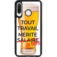 Coque Huawei P30 Lite - Silicone rigide noir Tout travail mérite sa bière