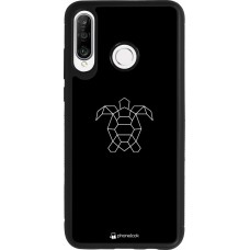 Coque Huawei P30 Lite - Silicone rigide noir Turtles lines on black
