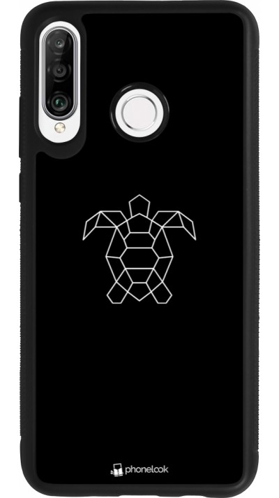 Coque Huawei P30 Lite - Silicone rigide noir Turtles lines on black