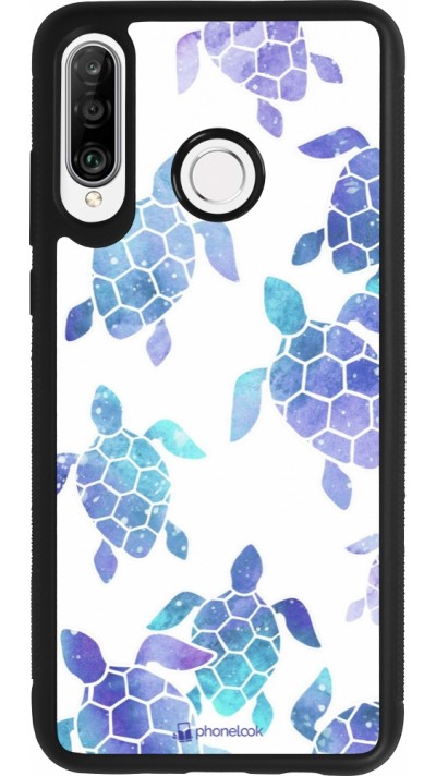 Coque Huawei P30 Lite - Silicone rigide noir Turtles pattern watercolor