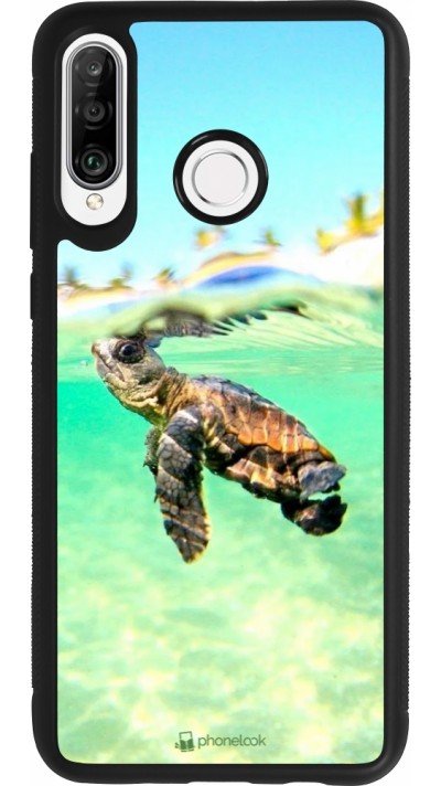 Coque Huawei P30 Lite - Silicone rigide noir Turtle Underwater