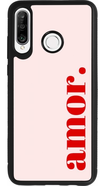 Coque Huawei P30 Lite - Silicone rigide noir Valentine 2024 amor