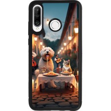 Coque Huawei P30 Lite - Silicone rigide noir Valentine 2024 Dog & Cat Candlelight