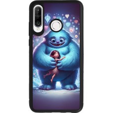 Coque Huawei P30 Lite - Silicone rigide noir Valentine 2024 Fluffy Love