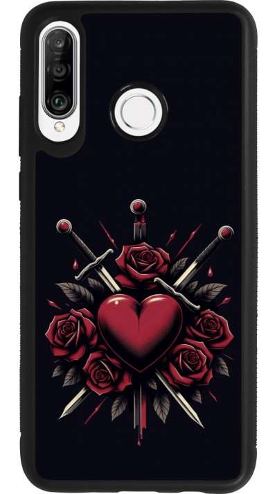 Coque Huawei P30 Lite - Silicone rigide noir Valentine 2024 gothic love