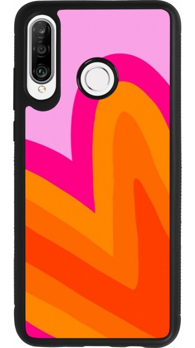 Coque Huawei P30 Lite - Silicone rigide noir Valentine 2024 heart gradient