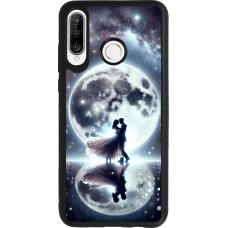 Coque Huawei P30 Lite - Silicone rigide noir Valentine 2024 Love under the moon