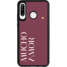 Coque Huawei P30 Lite - Silicone rigide noir Valentine 2024 mucho amor rosado