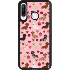 Coque Huawei P30 Lite - Silicone rigide noir Valentine 2024 puppy love
