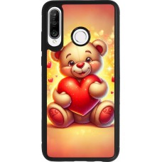 Coque Huawei P30 Lite - Silicone rigide noir Valentine 2024 Teddy love