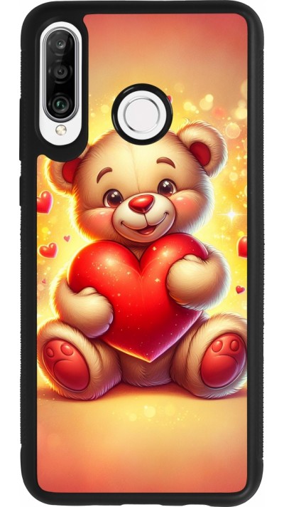 Coque Huawei P30 Lite - Silicone rigide noir Valentine 2024 Teddy love