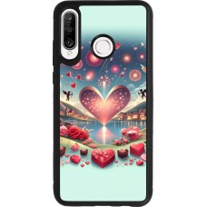 Coque Huawei P30 Lite - Silicone rigide noir Valentine 2025 Chic
