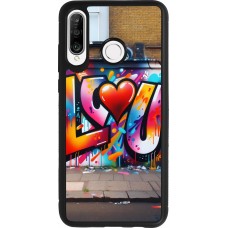Coque Huawei P30 Lite - Silicone rigide noir Valentine 2025 Love U Tag