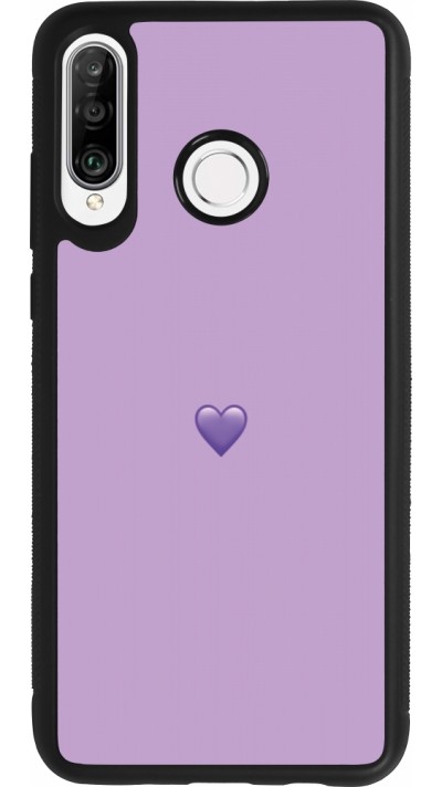 Coque Huawei P30 Lite - Silicone rigide noir Valentine 2023 purpule single heart