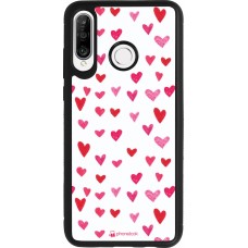 Coque Huawei P30 Lite - Silicone rigide noir Valentine 2022 Many pink hearts
