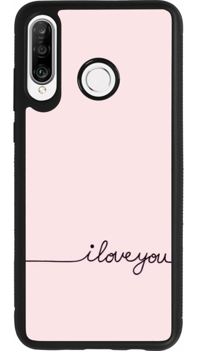 Coque Huawei P30 Lite - Silicone rigide noir Valentine 2023 i love you writing