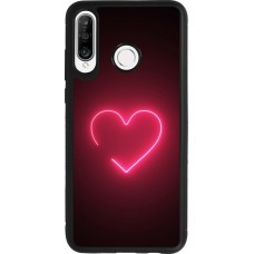 Coque Huawei P30 Lite - Silicone rigide noir Valentine 2023 single neon heart