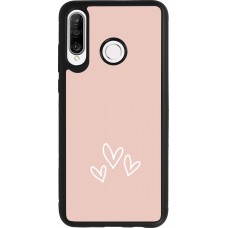Coque Huawei P30 Lite - Silicone rigide noir Valentine 2023 three minimalist hearts