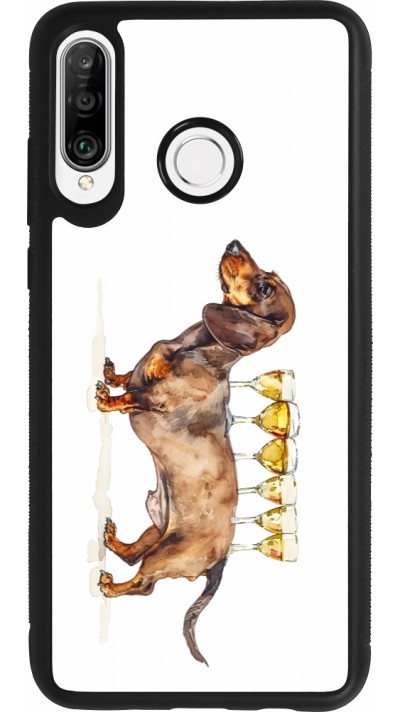 Coque Huawei P30 Lite - Silicone rigide noir Wine Teckel