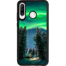 Coque Huawei P30 Lite - Silicone rigide noir Winter 22 Northern Lights