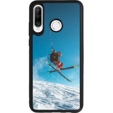 Coque Huawei P30 Lite - Silicone rigide noir Winter 22 Ski Jump