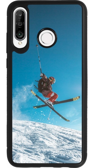 Coque Huawei P30 Lite - Silicone rigide noir Winter 22 Ski Jump