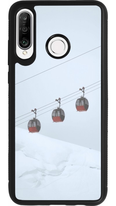 Coque Huawei P30 Lite - Silicone rigide noir Winter 22 ski lift