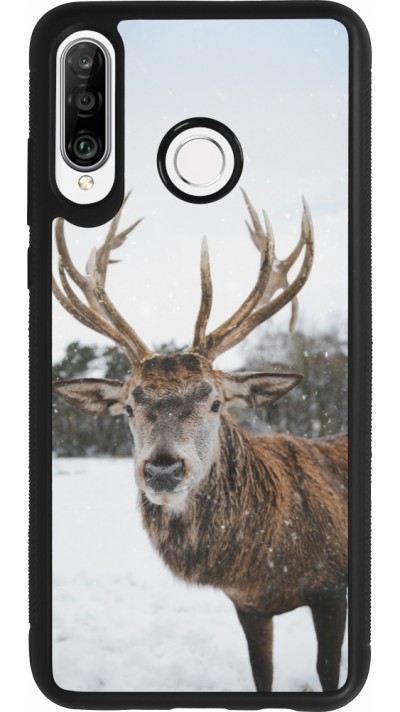 Coque Huawei P30 Lite - Silicone rigide noir Winter 25 Winter reindeer