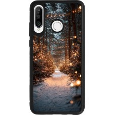 Coque Huawei P30 Lite - Silicone rigide noir Winter 25 Winter snowy road
