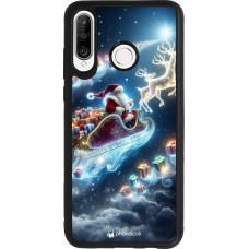 Coque Huawei P30 Lite - Silicone rigide noir Noël 2023 Père Noël enchanté