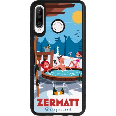 Coque Huawei P30 Lite - Silicone rigide noir Zermatt Mountain Jacuzzi