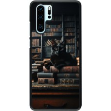 Huawei P30 Pro Case Hülle - Katze Bücher dunkel