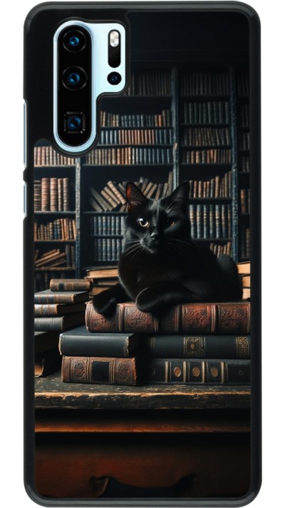 Huawei P30 Pro Case Hülle - Katze Bücher dunkel