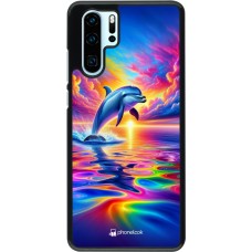 Huawei P30 Pro Case Hülle - Glücklicher Regenbogen-Delfin