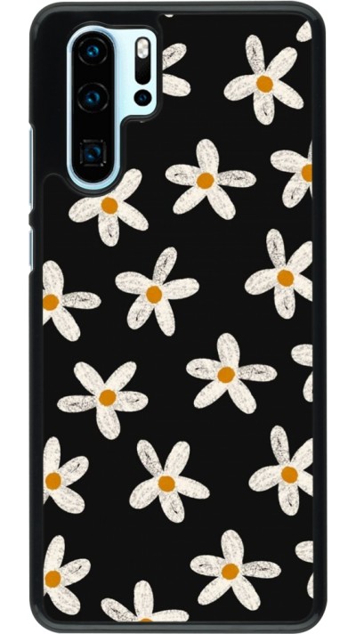 Huawei P30 Pro Case Hülle - Easter 2024 white on black flower