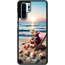 Huawei P30 Pro Case Hülle - Kackhaufen Emoji auf Liegestuhl